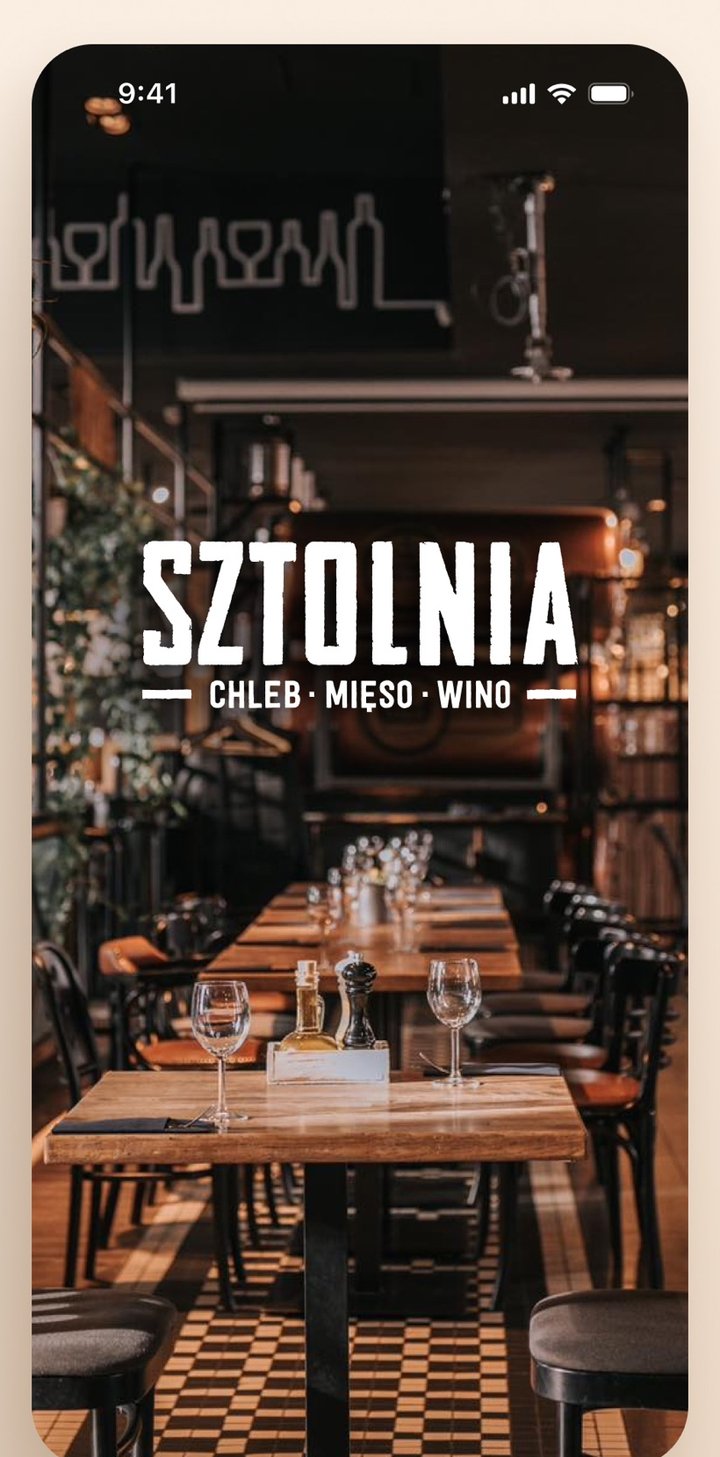 Sztolnia app — splash screen with logo
